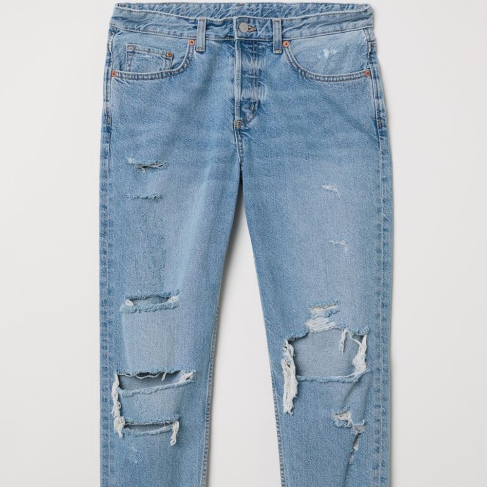 H&m boyfriend distressed jeans denim low waist 27 Made in Europe vtg cotton